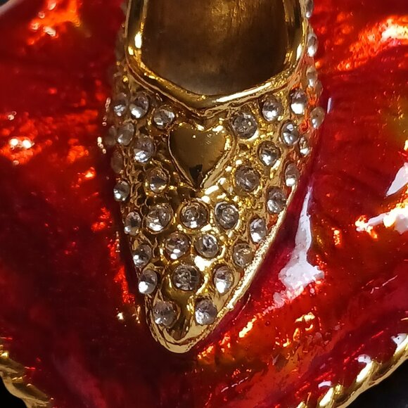 Vintage  1990's Crystal Cinderella-Inspired High Heel Ring Holder Trinket Box - Picture 7 of 10